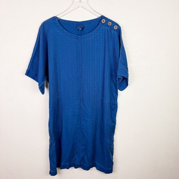J. Jill Indigo Navy Blue Shift Dress Pullover Size Medium Lagenlook Artsy - Picture 1 of 6